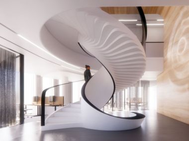 Circular stairway 2 with corian and terazzo cover, Prague